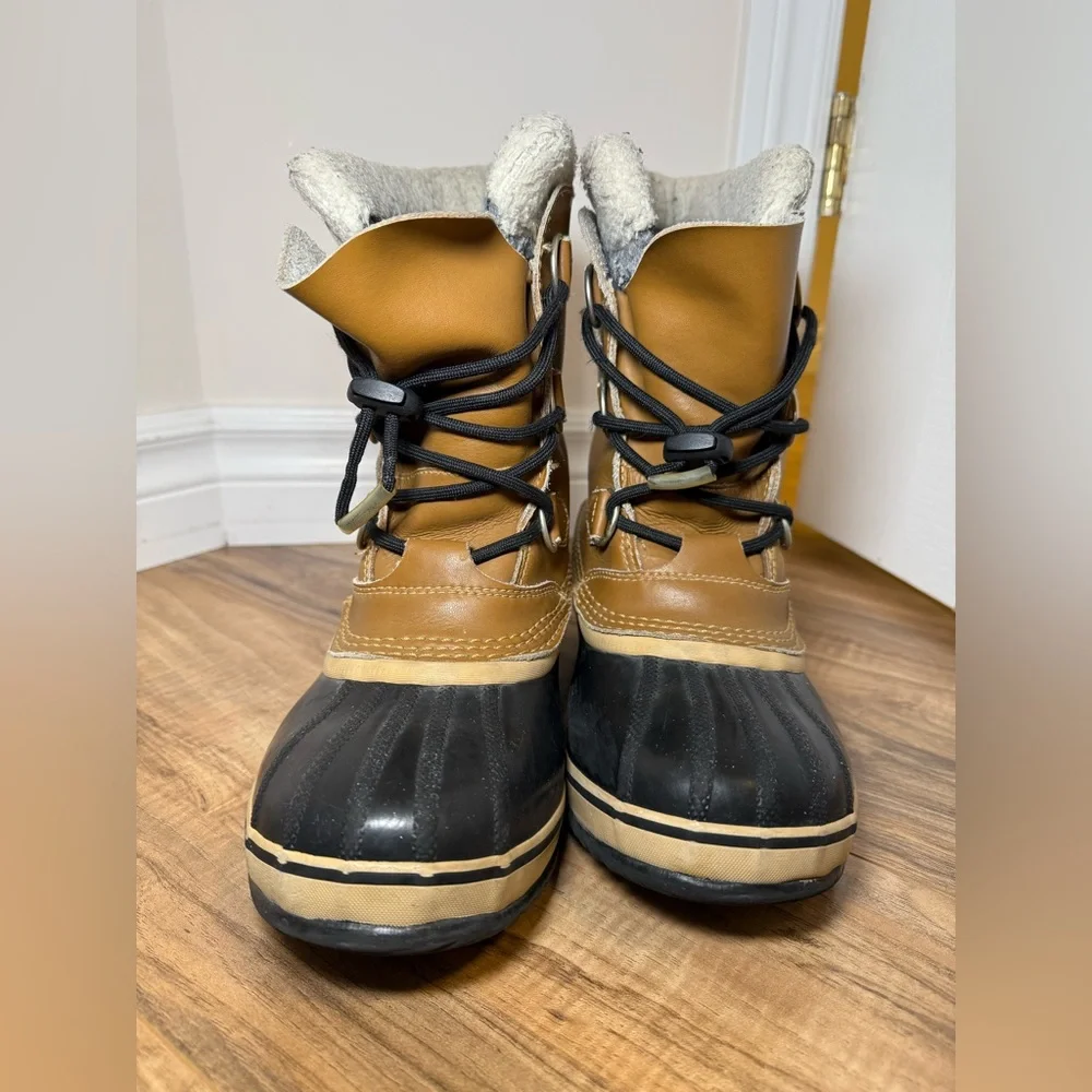 Sorel - Casual Women’s Winter Snow Boots Waterproof Insulated Tan Black Leather - Picture 3 of 9